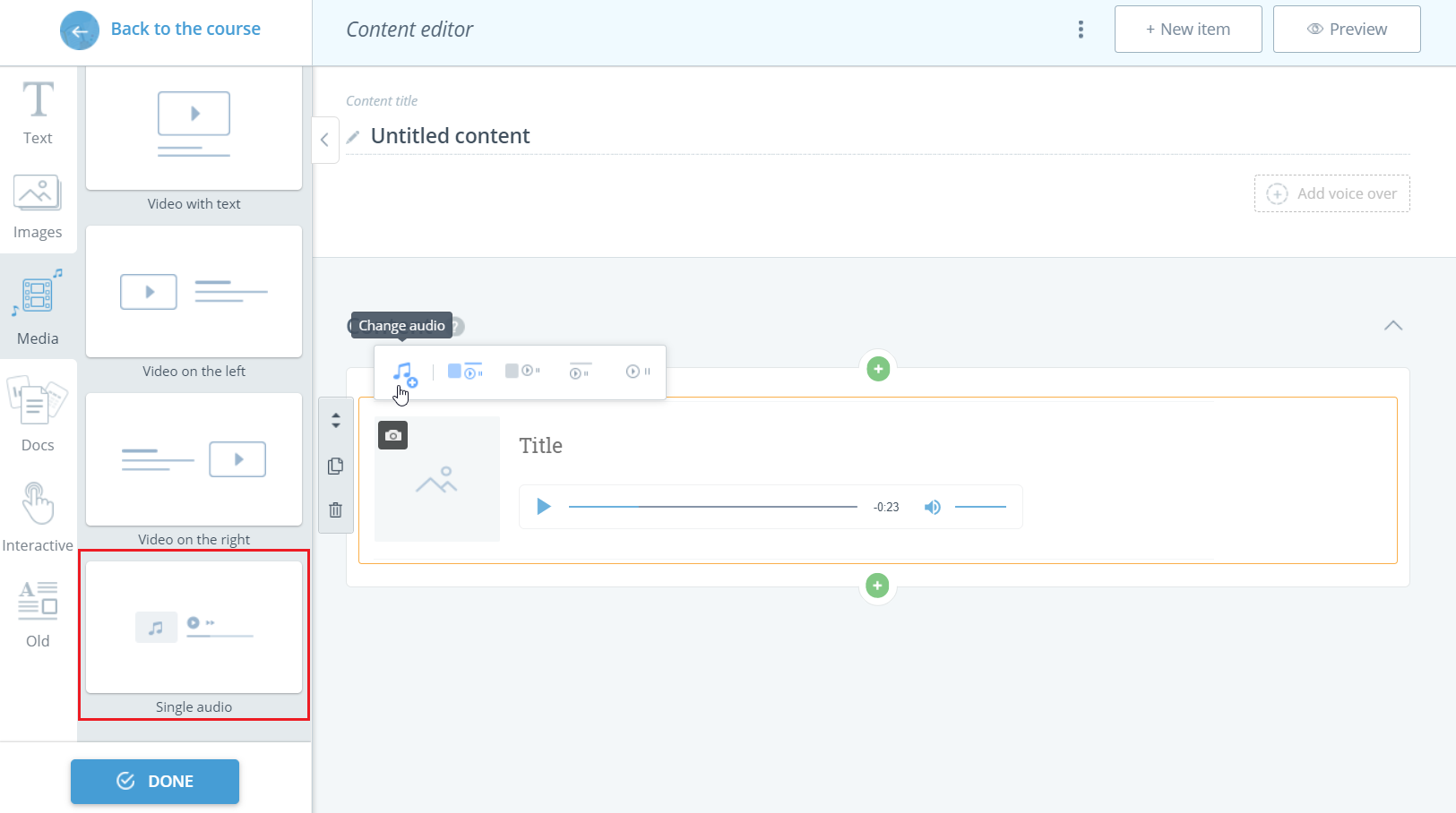 Content Items Adding Audio Easygenerator Knowledge Base